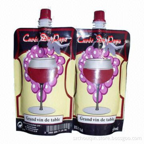 Stand Up Liquid Packaging Bags with Spout for Juice/Beverage/Cosmetics, 100mm Thickness